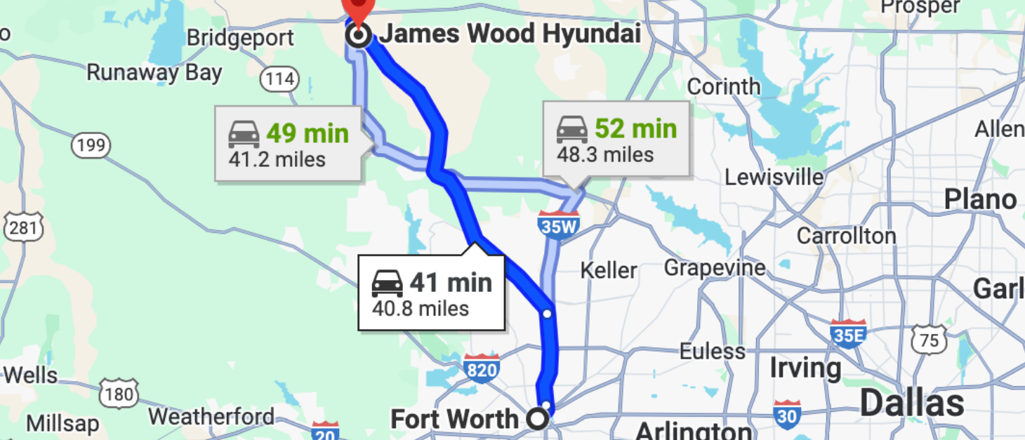 James Wood Hyundai Map at James Wood Hyundai in Decatur TX